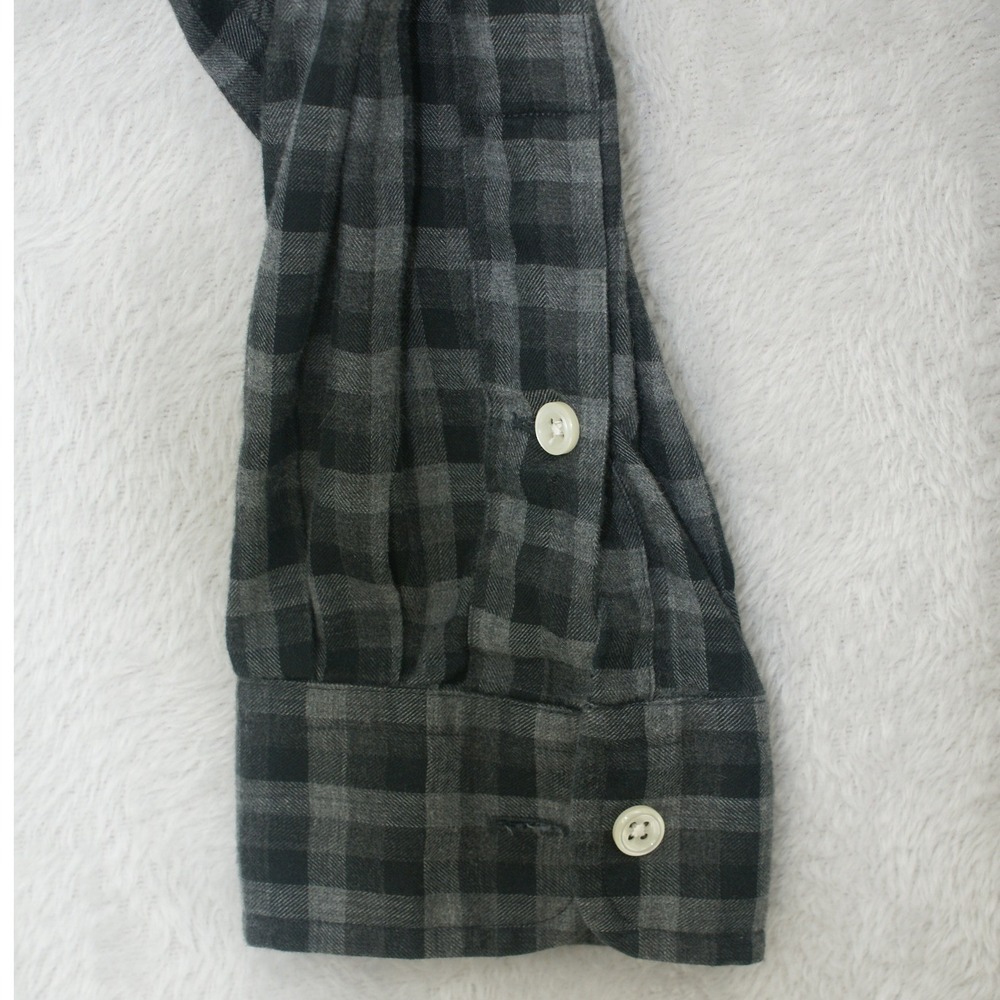 Ralph Lauren Blake Mens Large Grey Black Gingham Flannel Button Down Shirt - Picture 7 of 9